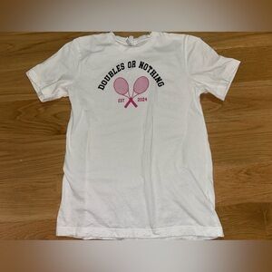 Doubles or Nothing Tennis Theme T Shirt Tee Medium M